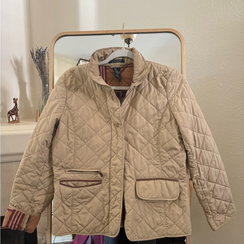 Ralph Lauren beige/ tan  quilted jacket. Size S . Very good condition